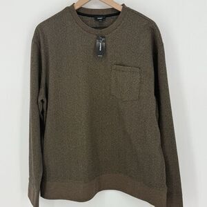 Express Relaxed Herringbone Long Sleeve Pocket T-Shirt in Chai Size Large NWT